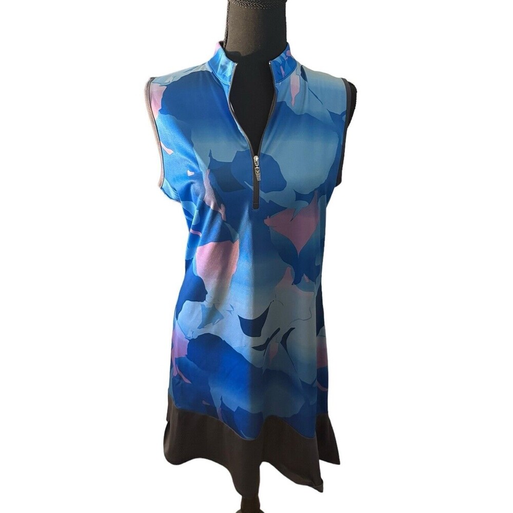 Callaway Women's Golf Abstract Gradient Print Dress‎ in Blue Sea Star UPF 50 NWT